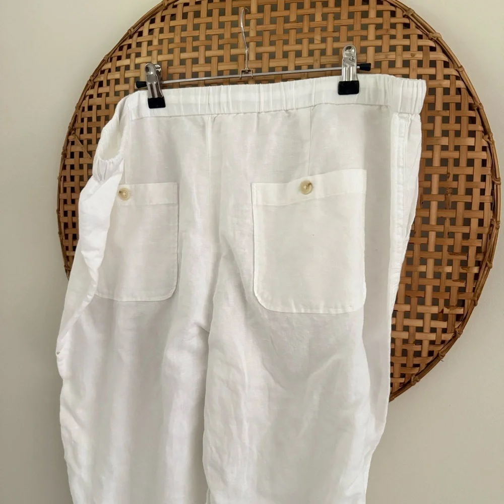 Liz Claiborne White Linen Blend Relaxed Wide Leg Pants XL - Picture 6 of 13